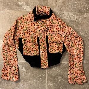 Floral Bomber Jacket - Pink and Black